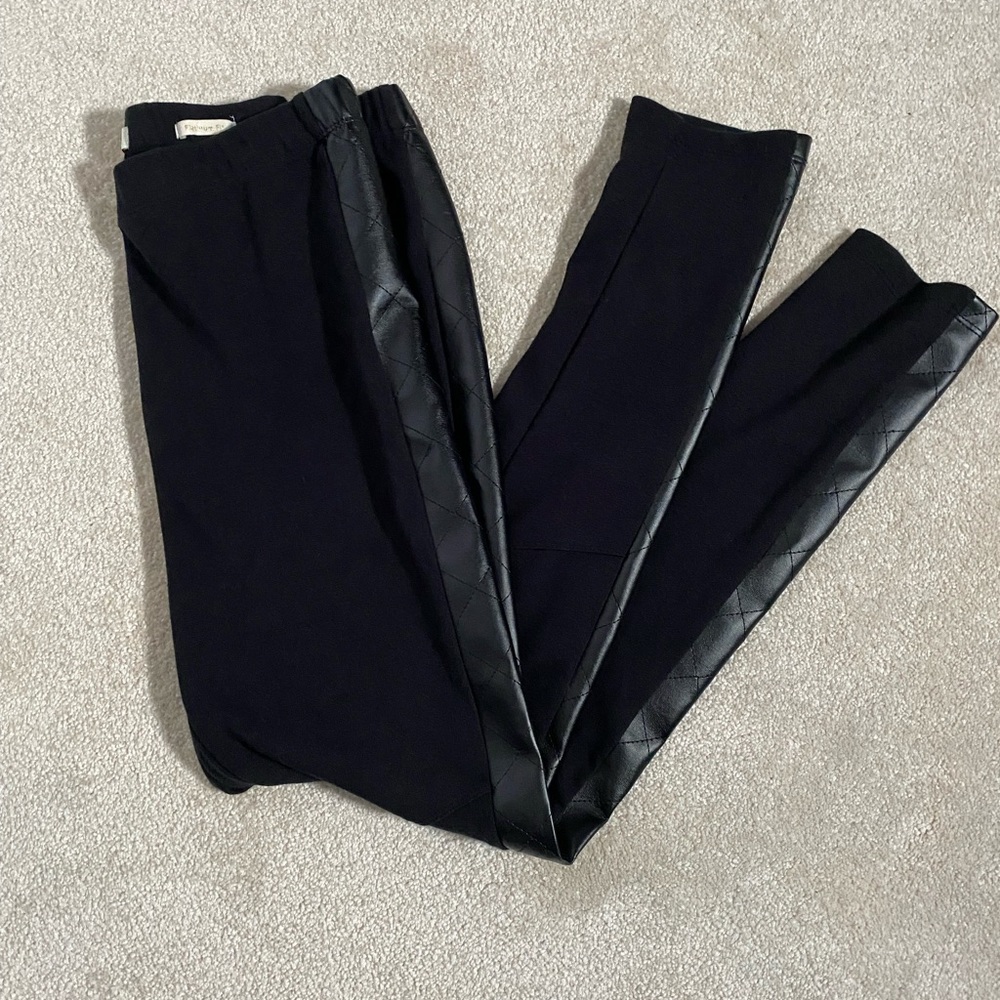 Nicki Minaj black knit faux leather strip on sides stretchy pants size large